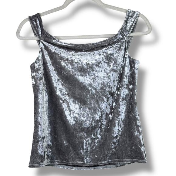 Reformation NWOT Andria Silver Moonlight Velvet Off-the-Shoulder Knit Tank Top - Picture 6 of 8